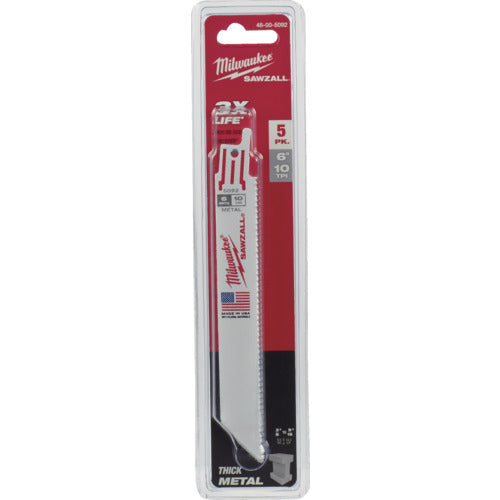 ｍｉｌｗａｕｋｅｅ　ＴＨＩＮ　ＫＥＲＦ金工用レシプロソーブレード　１０ＴＰＩ　１５２ｍｍ（５本パック）
