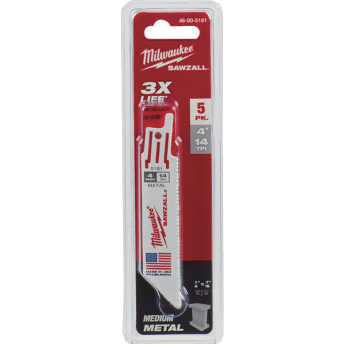 ｍｉｌｗａｕｋｅｅ　ＴＨＩＮ　ＫＥＲＦ金工用レシプロソーブレード　１４ＴＰＩ　１０１ｍｍ（５本パック）