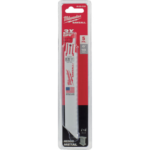 ｍｉｌｗａｕｋｅｅ　ＴＨＩＮ　ＫＥＲＦ金工用レシプロソーブレード　１８ＴＰＩ　１５２ｍｍ（５本パック）