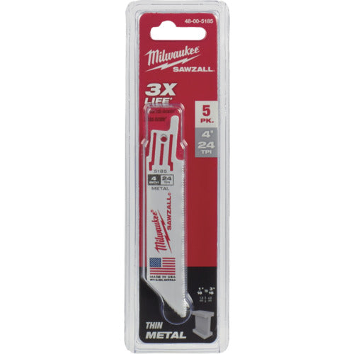 ｍｉｌｗａｕｋｅｅ　ＴＨＩＮ　ＫＥＲＦ金工用レシプロソーブレード　２４ＴＰＩ　１０１ｍｍ（５本パック）