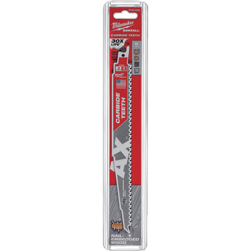 ｍｉｌｗａｕｋｅｅ　ＡＸ木工用カーバイドレシプロソーブレード　５ＴＰＩ　２２９ｍｍ　（１本）