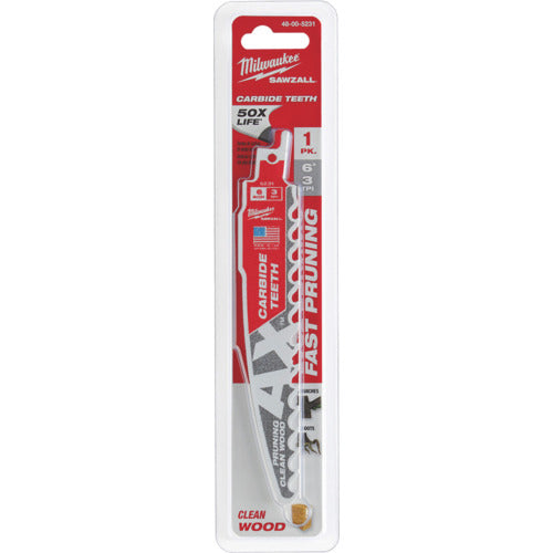 ｍｉｌｗａｕｋｅｅ　ＡＸ　剪定用カーバイドレシプロソーブレード　３ＴＰＩ　１５２ｍｍ（１本）