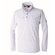 寅壱 1015-614 ミニ襟長袖ポロシャツ シロ