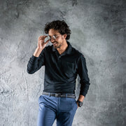 綿混紡によるナチュラルな着心地のポロシャツシリーズ　505長袖ポロシャツ 35ブラック / S