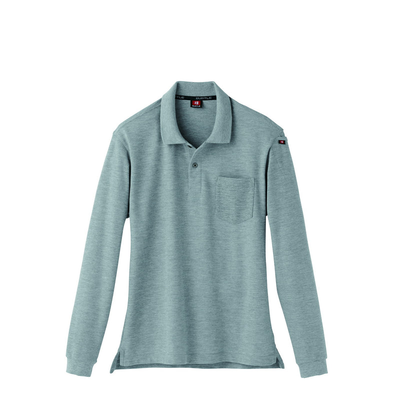 綿混紡によるナチュラルな着心地のポロシャツシリーズ　505長袖ポロシャツ 56ミドルグレー / S