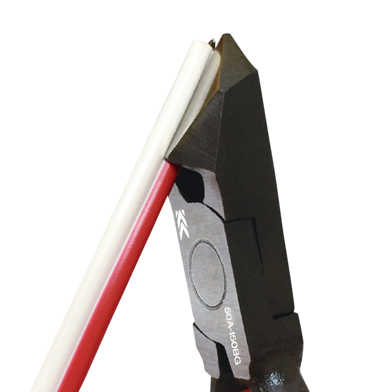 AV・通信・精密機器の組立、配線、内線工事用に最適【黒金】ニッパ　斜刃二枚合わせ（ラウンド刃）