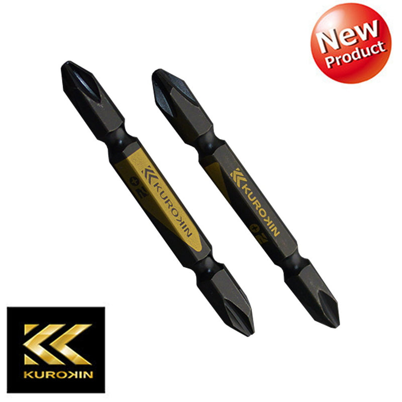 建築、電気、機械組立・整備、精密組立、DIYの電動ドライバー用ビットとして【黒金】両頭ビット２本組