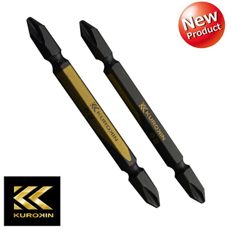 建築、電気、機械組立・整備、精密組立、DIYの電動ドライバー用ビットとして【黒金】両頭ビット２本組