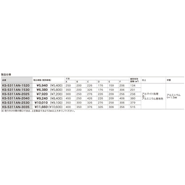 アルミ製Ｇ水切無２００×４００