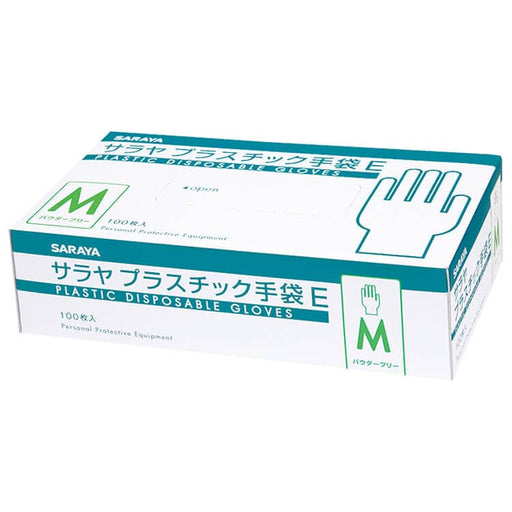 サラヤ プラスチック手袋E 粉無100枚入り