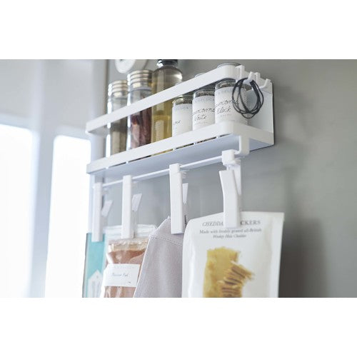 山崎実業 5493 マグネットスパイスラック＆回転式クリップ タワー 4連 ホワイト