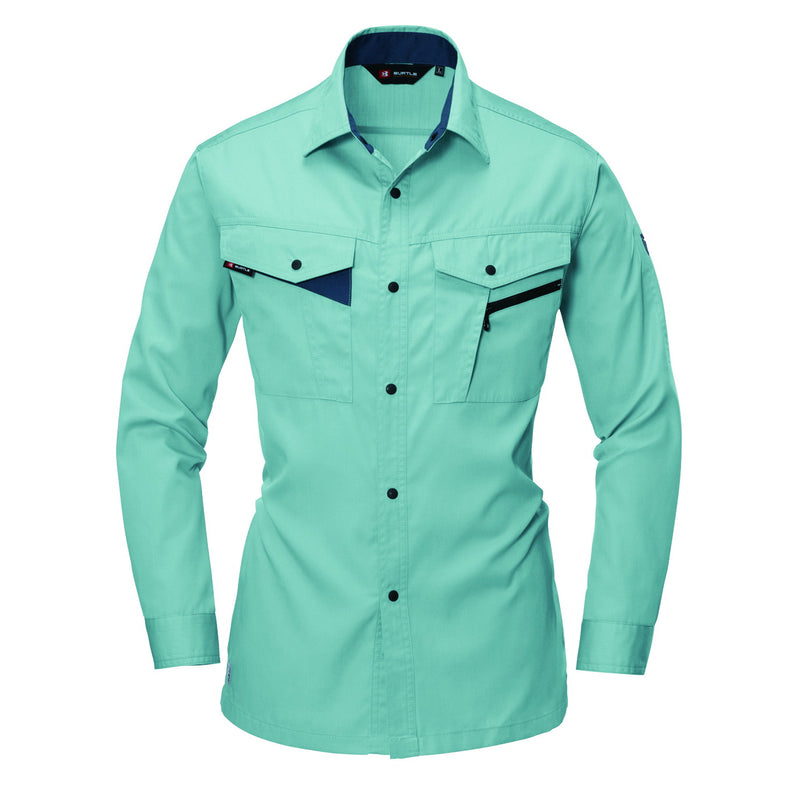 再生糸使用のリサイクルユニフォーム　ECOプロダクト　6023 長袖シャツ 1アースグリーン / S