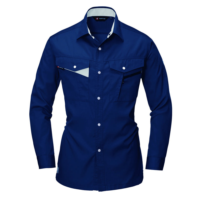 再生糸使用のリサイクルユニフォーム　ECOプロダクト　6023 長袖シャツ 3ネイビー / S