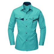 再生糸使用のリサイクルユニフォーム　ECOプロダクト　6023 長袖シャツ 4ミストブルー / S