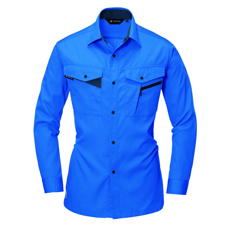 再生糸使用のリサイクルユニフォーム　ECOプロダクト　6023 長袖シャツ 41レイブルー / S