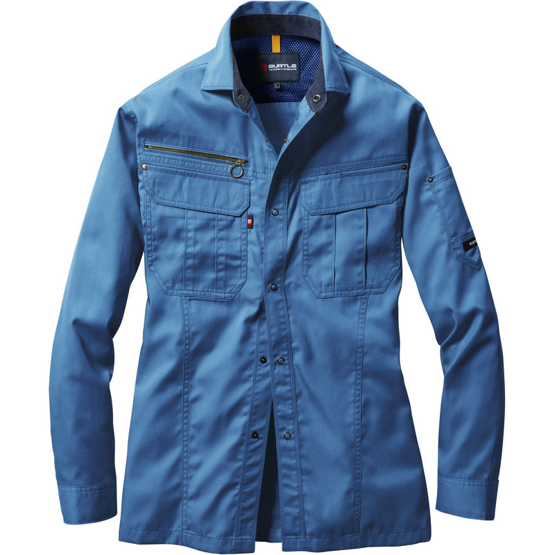 収納力抜群！ミリタリーテイストの本格ワークプロダクト　6103 長袖シャツ　ユニセックス 4ミストブルー / S