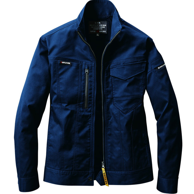 【企業ユニフォームの定番】環境に配慮したストレッチ性の高いエコ素材が人気　６２１１シリーズ　ジャケット 3.ネイビー / S