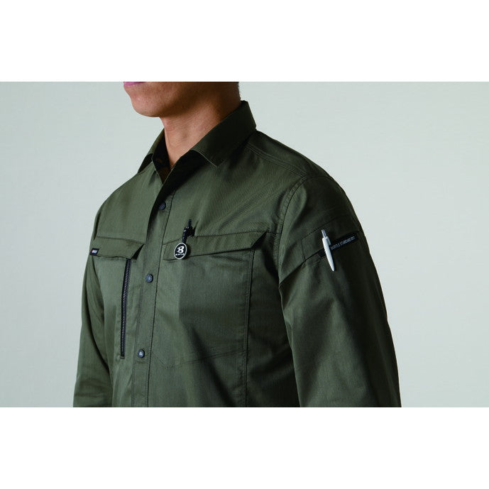 企業ユニフォーム推奨！エコロジカルなグローバルスタンダードモデル　6215 長袖シャツ　ユニセックス 14ミルスグリーン / S