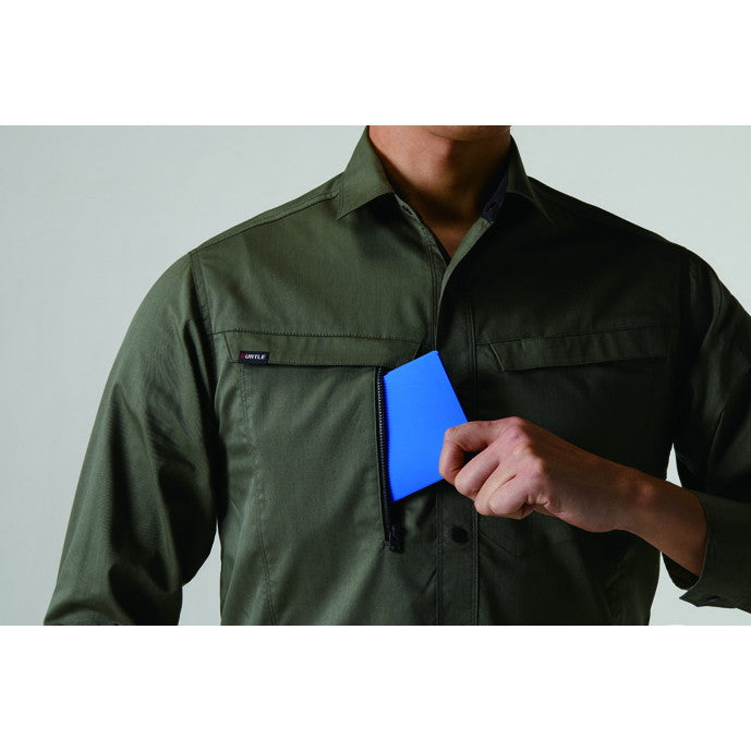 企業ユニフォーム推奨！エコロジカルなグローバルスタンダードモデル　6215 長袖シャツ　ユニセックス 14ミルスグリーン / S