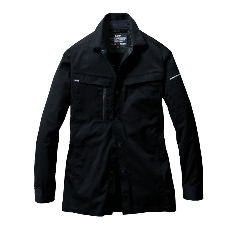 企業ユニフォーム推奨！エコロジカルなグローバルスタンダードモデル　6215 長袖シャツ　ユニセックス 35ブラック / S