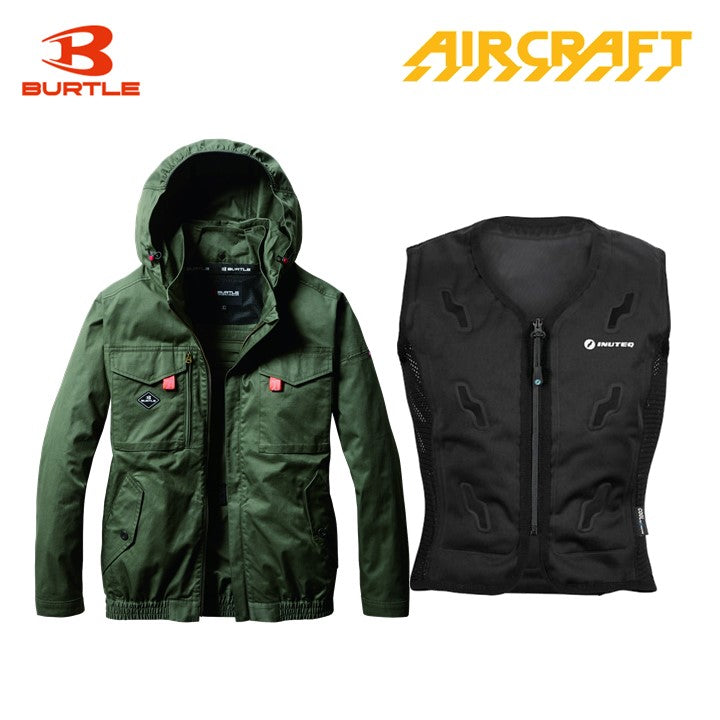 バートル サイドファン空調服 AC2041 長袖ブルゾン ミルスグリーン+スリーライク TL-WICB-BCS-BK 水冷ベストセット