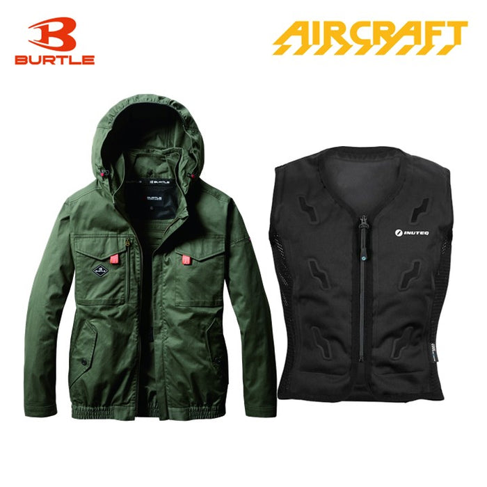 バートル サイドファン空調服 AC2041 長袖ブルゾン ミルスグリーン+スリーライク TL-WICB-BCS-BK 水冷ベストセット