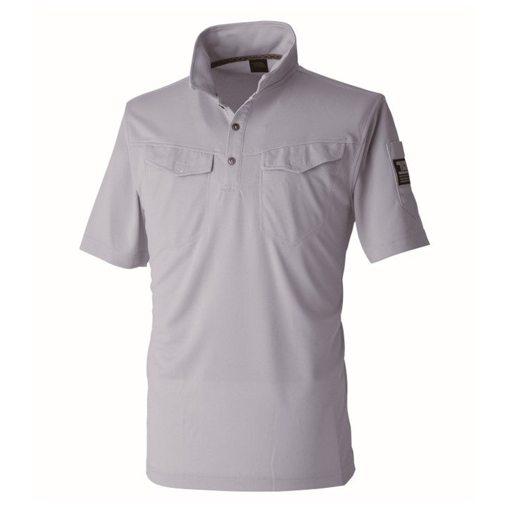 寅壱 1015-621 ミニ襟半袖ポロシャツ シルバー