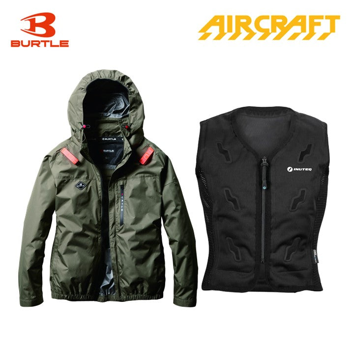 バートル サイドファン空調服 AC2061 AC長袖ブルゾン ミルスグリーン+スリーライク TL-WICB-BCS-BK 水冷ベストセット