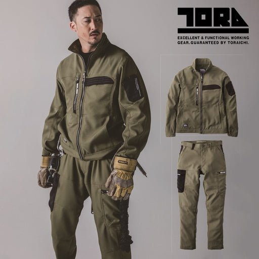 寅壱 7030シリーズ 上下セット 高機能 着心地のいい人気作業服 ジャケット+カーゴパンツ OD