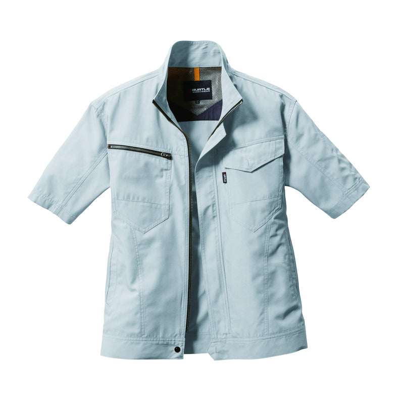 ドライな着用感が人気！日本製ドビークロス点接触清涼素材使用　7092 半袖ジャケット　ユニセックス 5シルバー / S