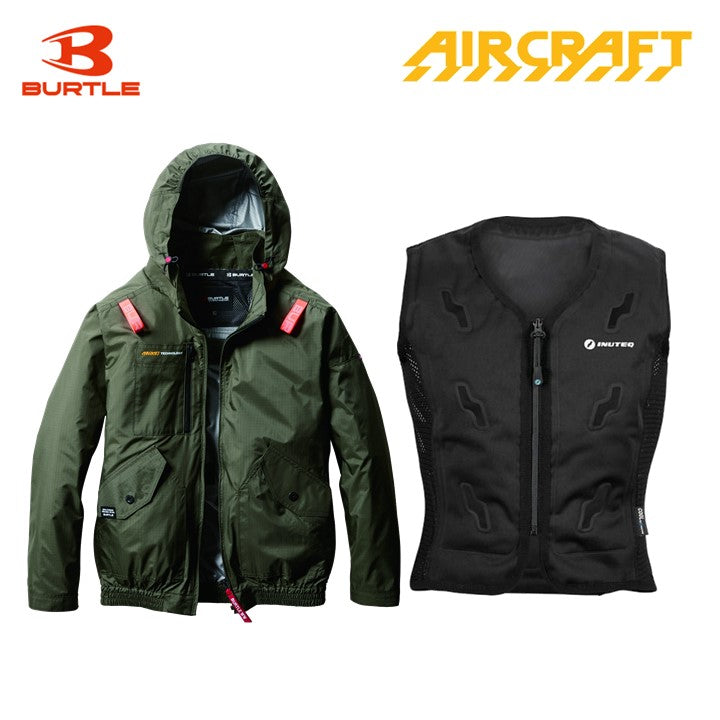 バートル サイドファン空調服 AC2076 半袖 ミルスグリーン+スリーライク TL-WICB-BCS-BK 水冷ベストセット