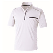 5975-624 半袖ジップアップシャツ シロ