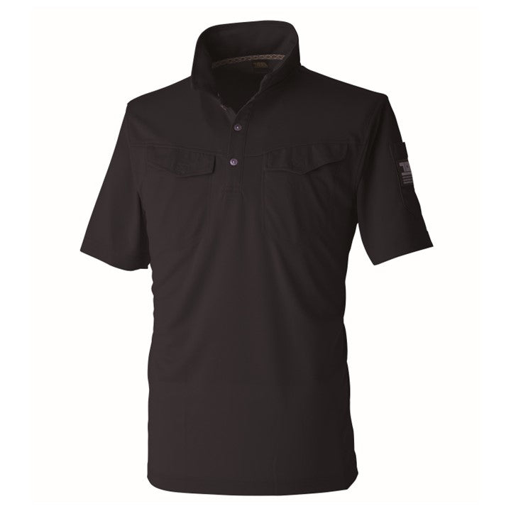 寅壱 1015-621 ミニ襟半袖ポロシャツ クロ