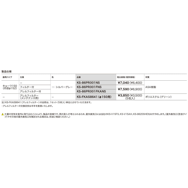 負圧作動レジスター(フィルター付)