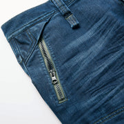 寅壱 8830-219 デニムカーゴパンツ 両脇ポケット上部はファスナー引手をガード