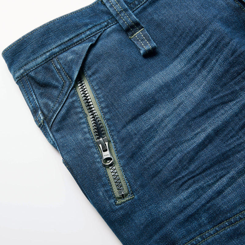 寅壱 8830-219 デニムカーゴパンツ 両脇ポケット上部はファスナー引手をガード