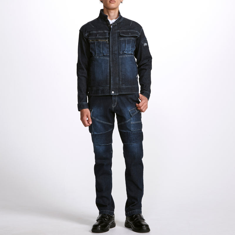 寅壱 8930-219 デニム蛇腹カーゴパンツ 着用画