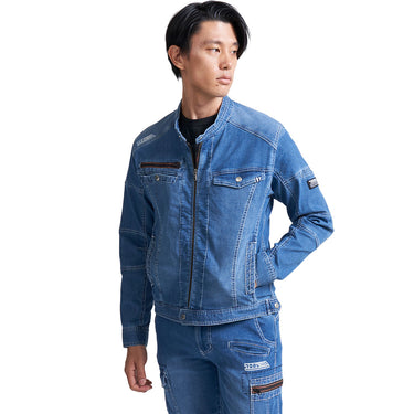 寅壱 8970-554 デニムライダースジャケット 着用画