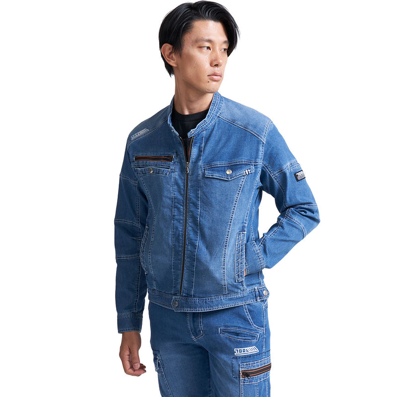 寅壱 8970-554 デニムライダースジャケット 着用画