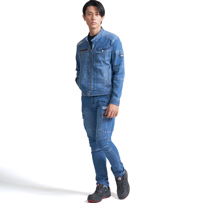 寅壱 8970-554 デニムライダースジャケット 全身