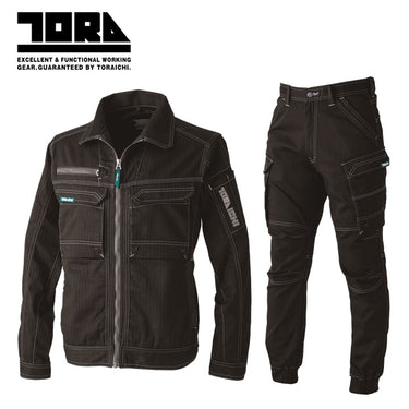 寅壱 9540シリーズ 上下セット 作業服 ストレッチ ジャケット+カーゴパンツ クロ