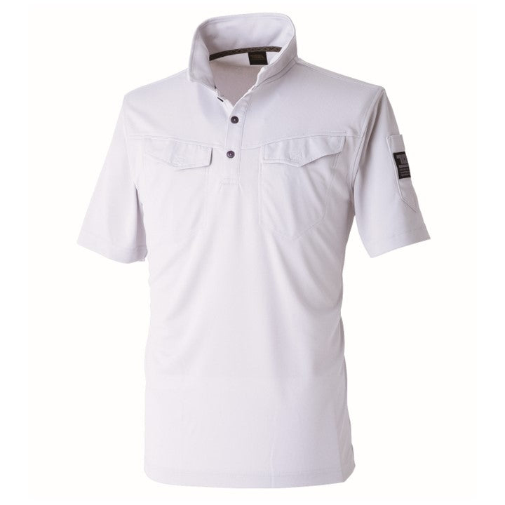 寅壱 1015-621 ミニ襟半袖ポロシャツ シロ