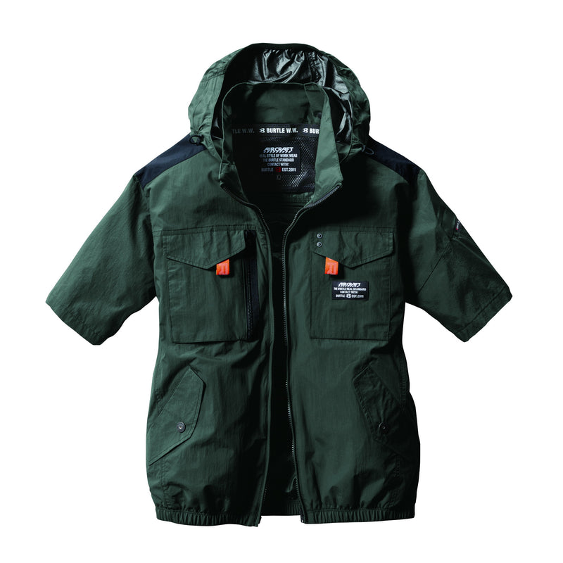 ※予約販売【新色登場】機能的なファン対応ワークウェア　AIR CRAFT　AC1156　ACタクティカル半袖ブルゾン　ユニセックス 14ミルスグリーン / S