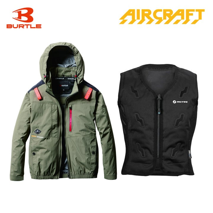バートル サイドファン空調服 AC2081 ミルスグリーン+スリーライク TL-WICB-BCS-BK 水冷ベストセット