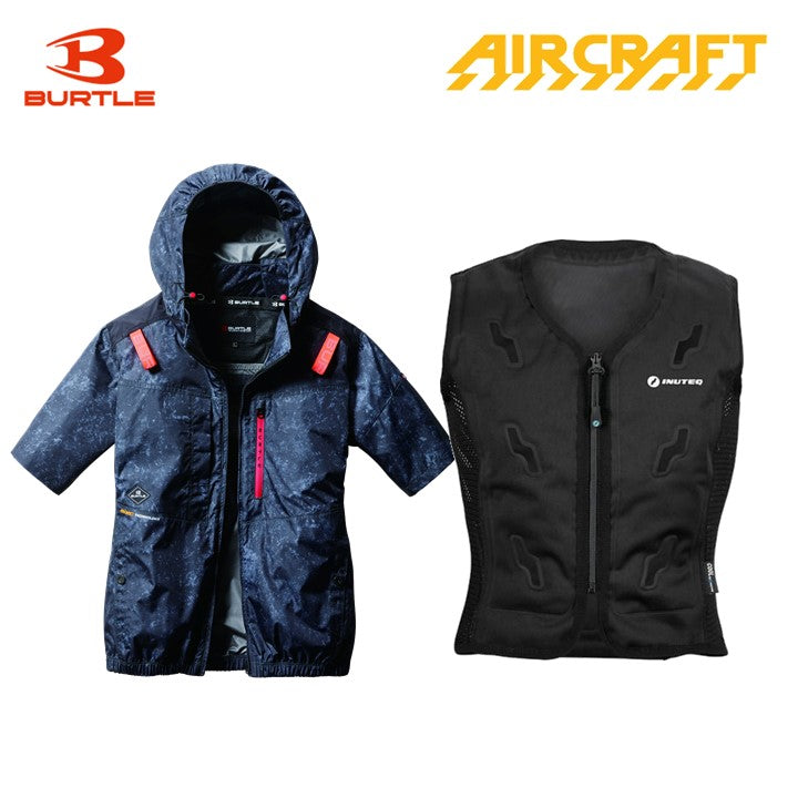 バートル サイドファン空調服 AC2086 半袖 ストームブラック+スリーライク TL-WICB-BCS-BK 水冷ベストセット