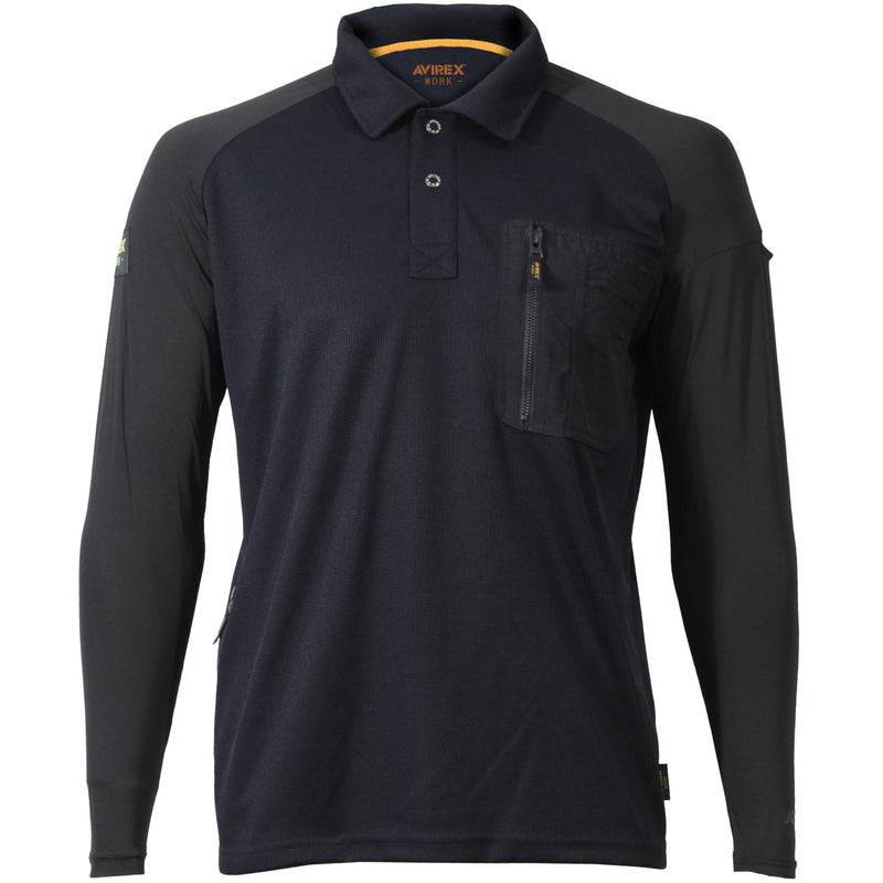 AVIREX AV807 接触冷感 ハイブリッドポロシャツ 熱中症対策 作業服 袖コンプレッション 2026SS
