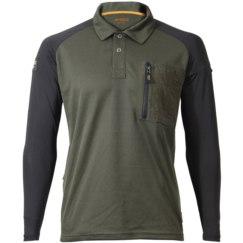 AVIREX AV807 接触冷感 ハイブリッドポロシャツ 熱中症対策 作業服 袖コンプレッション 2026SS