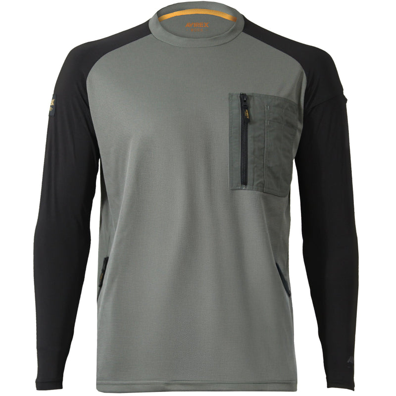 AVIREX AV808 接触冷感 ハイブリッドTシャツ 熱中症対策 作業服 袖コンプレッション 2026SS