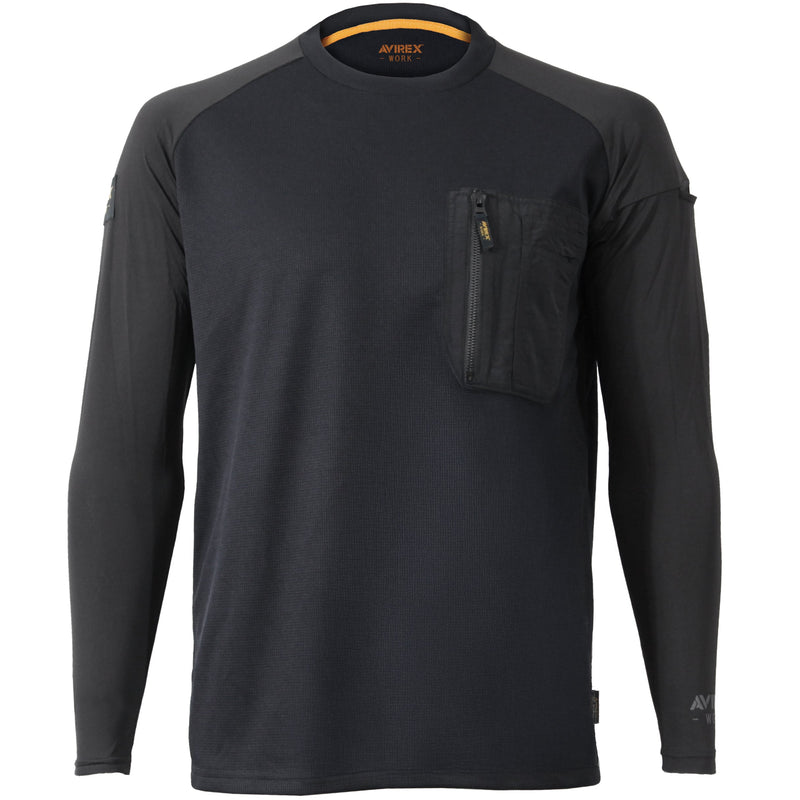 AVIREX AV808 接触冷感 ハイブリッドTシャツ 熱中症対策 作業服 袖コンプレッション 2026SS