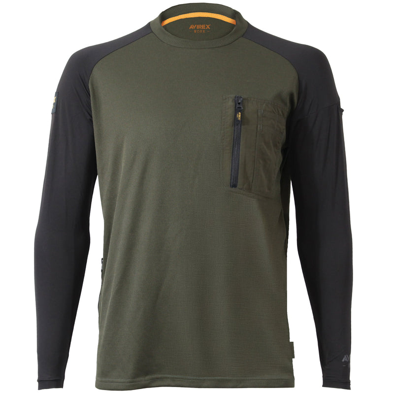 AVIREX AV808 接触冷感 ハイブリッドTシャツ 熱中症対策 作業服 袖コンプレッション 2026SS